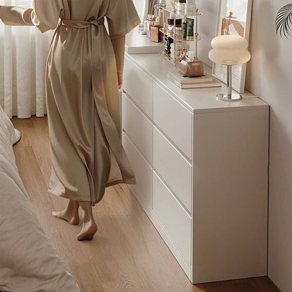 Modern Minimalist Eco-Friendly Engineered Wood Rectangular Extendable Makeup Vanity 6-Drawer For Bedroom