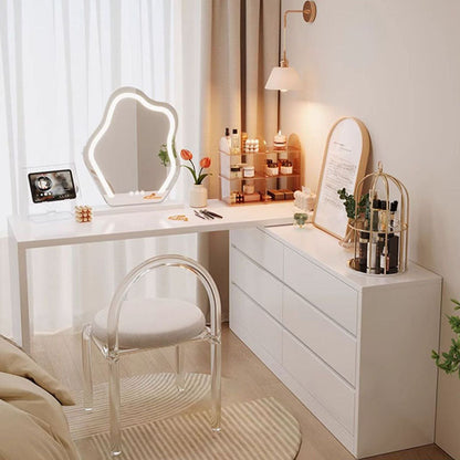 Modern Minimalist Eco-Friendly Engineered Wood Rectangular Extendable Makeup Vanity 6-Drawer For Bedroom