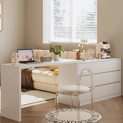 Modern Minimalist Eco-Friendly Engineered Wood Rectangular Extendable Makeup Vanity 6-Drawer For Bedroom