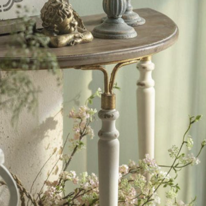 Traditional French Cedar Iron Half-Round Console Table For Entryway