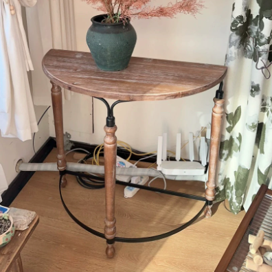 Traditional French Cedar Iron Half-Round Console Table For Entryway
