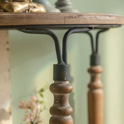 Traditional French Cedar Iron Half-Round Console Table For Entryway
