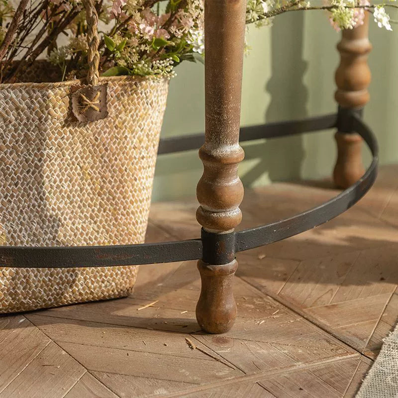 Traditional French Cedar Iron Half-Round Console Table For Entryway