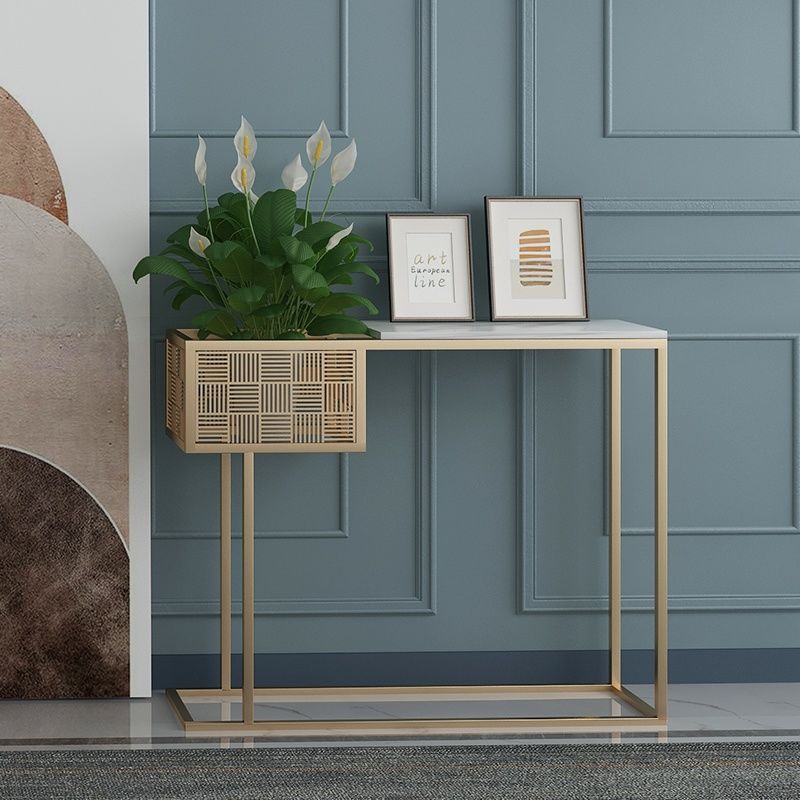 Modern Luxury Marble Steel Rectangular Console Table For Entryway