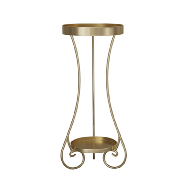Modern Minimalist Iron Round End Table 2-Tier For Living Room