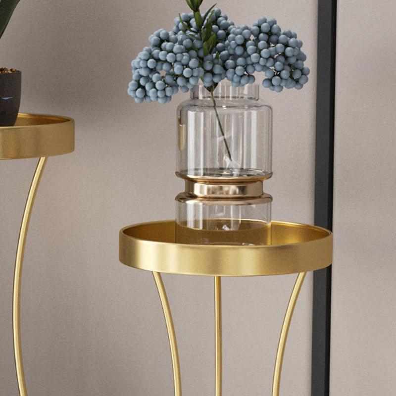 Modern Minimalist Iron Round End Table 2-Tier For Living Room