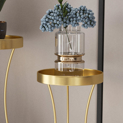 Modern Minimalist Iron Round End Table 2-Tier For Living Room