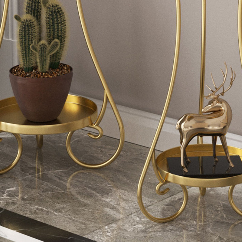 Modern Minimalist Iron Round End Table 2-Tier For Living Room
