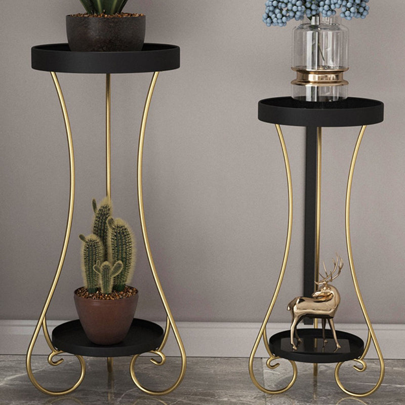 Modern Minimalist Iron Round End Table 2-Tier For Living Room