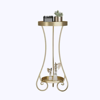 Modern Minimalist Iron Round End Table 2-Tier For Living Room