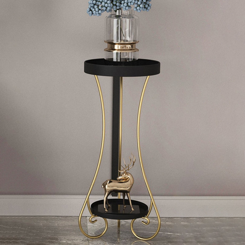 Modern Minimalist Iron Round End Table 2-Tier For Living Room