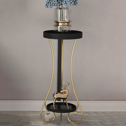 Modern Minimalist Iron Round End Table 2-Tier For Living Room
