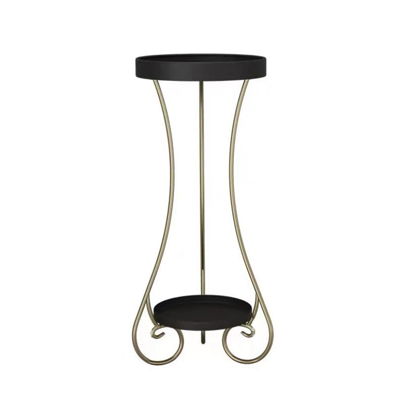Modern Minimalist Iron Round End Table 2-Tier For Living Room
