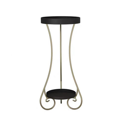 Modern Minimalist Iron Round End Table 2-Tier For Living Room