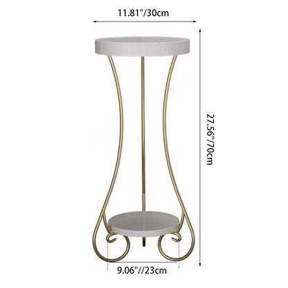 Modern Minimalist Iron Round End Table 2-Tier For Living Room