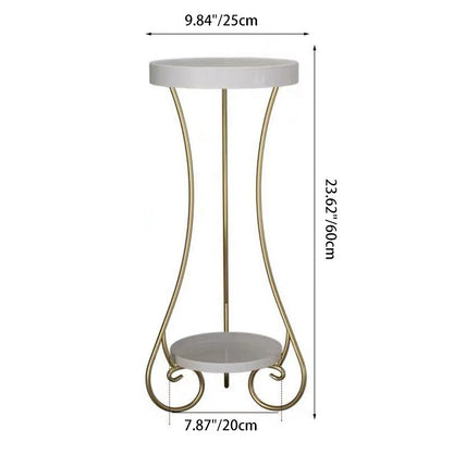 Modern Minimalist Iron Round End Table 2-Tier For Living Room