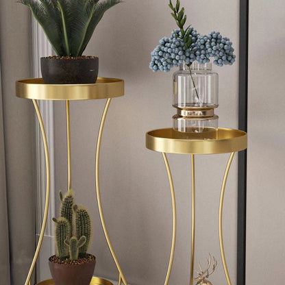 Modern Minimalist Iron Round End Table 2-Tier For Living Room