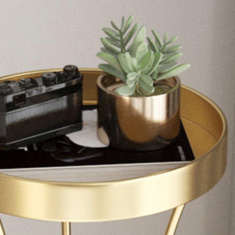 Modern Minimalist Iron Round End Table 2-Tier For Living Room