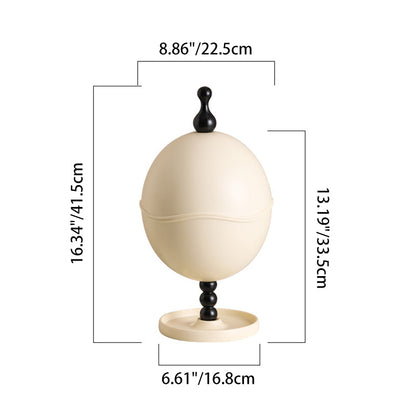 Contemporary Creative High-Density Resin Oak Wood Egg-Shaped Desktop Storage Shelf 2-Tier For Living Room & Bedroom