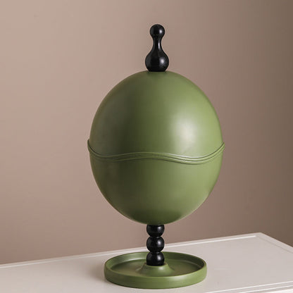 Contemporary Creative High-Density Resin Oak Wood Egg-Shaped Desktop Storage Shelf 2-Tier For Living Room & Bedroom