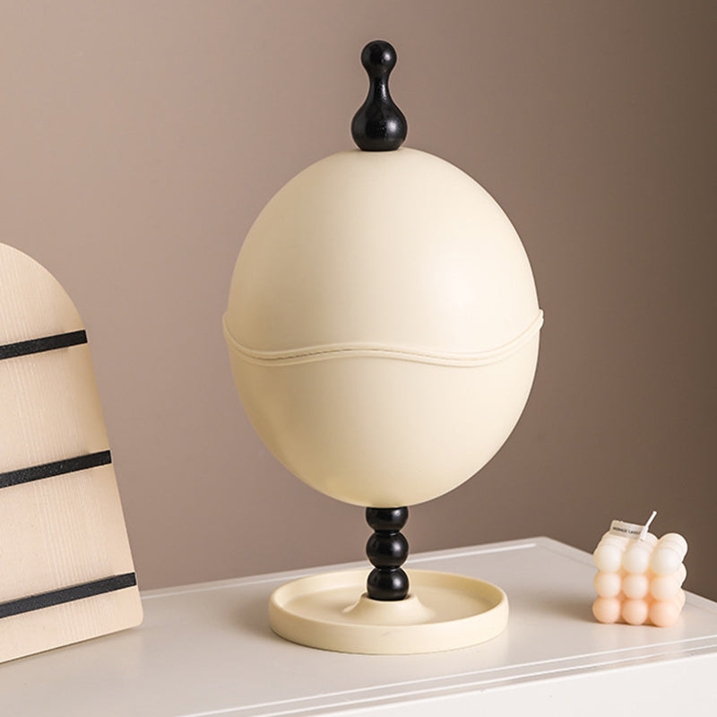 Contemporary Creative High-Density Resin Oak Wood Egg-Shaped Desktop Storage Shelf 2-Tier For Living Room & Bedroom