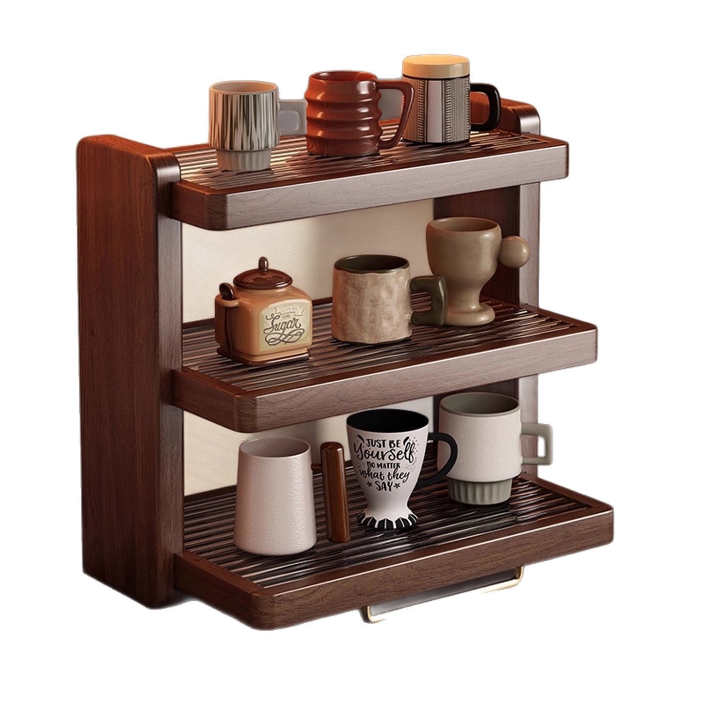 Modern Minimalist MDF Acrylic Iron Rectangular Desktop Storage Shelf 3-Tier For Living Room & Bedroom