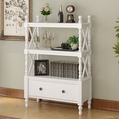 Traditional European Rubberwood MDF Rectangular Bookshelf 2/3/4/5-Tier For Living Room