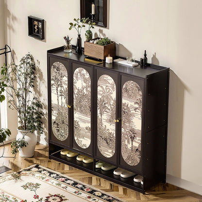 Traditional Chinese Nan Bamboo MDF Rectangular Shoe Storage 7/8-Tier Large Capacity & Dustproof Storage For Entryway