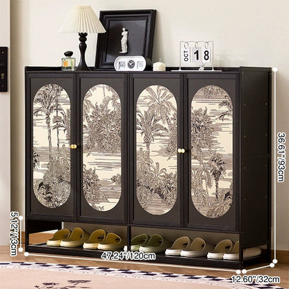 Traditional Chinese Nan Bamboo MDF Rectangular Shoe Storage 7/8-Tier Large Capacity & Dustproof Storage For Entryway