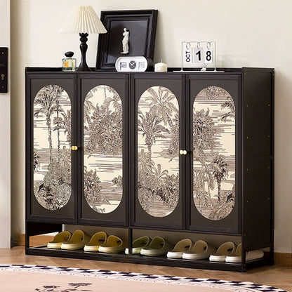 Traditional Chinese Nan Bamboo MDF Rectangular Shoe Storage 7/8-Tier Large Capacity & Dustproof Storage For Entryway