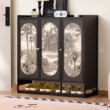 Traditional Chinese Nan Bamboo MDF Rectangular Shoe Storage 7/8-Tier Large Capacity & Dustproof Storage For Entryway