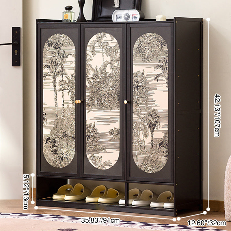 Traditional Chinese Nan Bamboo MDF Rectangular Shoe Storage 7/8-Tier Large Capacity & Dustproof Storage For Entryway