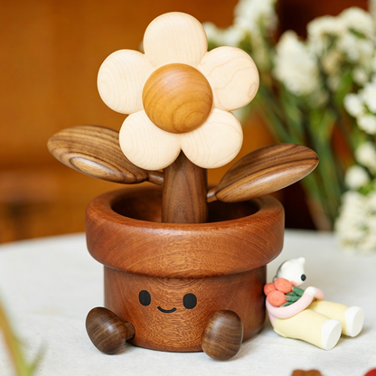 Contemporary Creative Cherry Wood Black Walnut Wood Maple Wood Palisander Sunflower-shaped Table Decor For Living Room & Bedroom