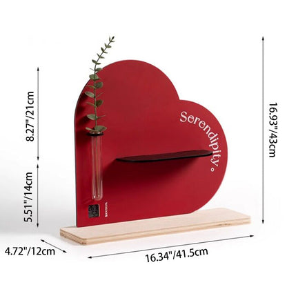 Modern Art Deco Acrylic Glass Plywood Heart-Shaped Desktop Storage Shelf 2-Tier For Living Room & Entryway