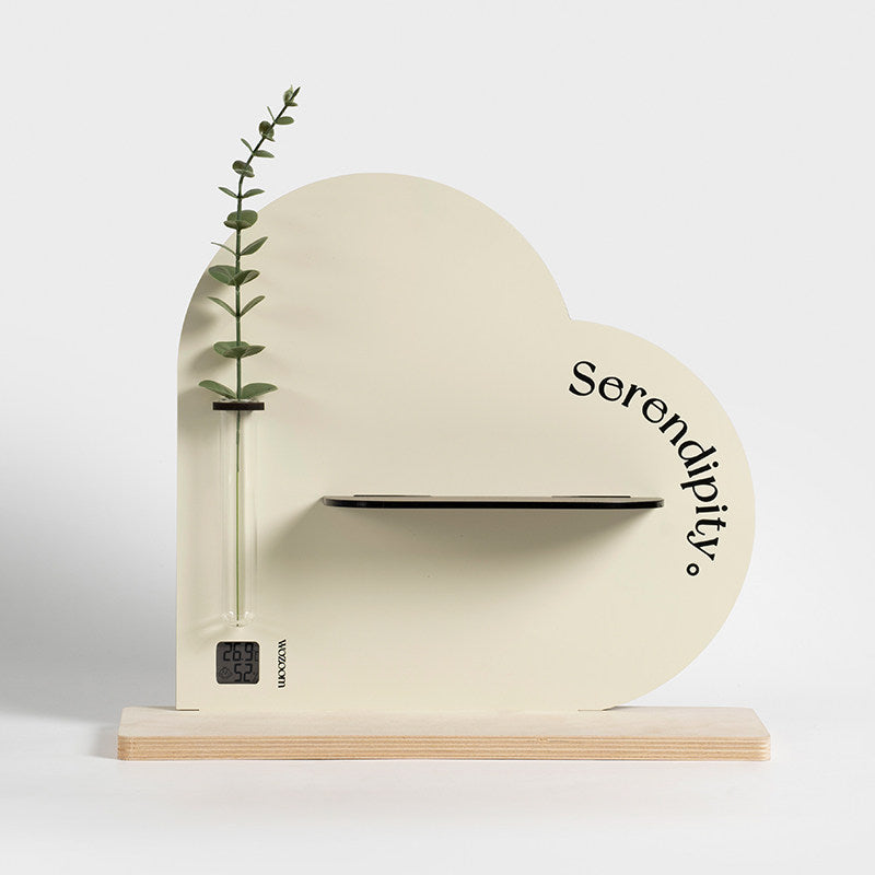 Modern Art Deco Acrylic Glass Plywood Heart-Shaped Desktop Storage Shelf 2-Tier For Living Room & Entryway
