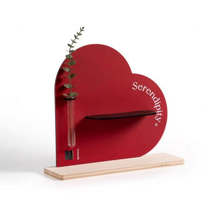 Modern Art Deco Acrylic Glass Plywood Heart-Shaped Desktop Storage Shelf 2-Tier For Living Room & Entryway