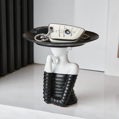 Modern Art Deco Resin Round Woman-shaped Desktop Storage Shelf For Living Room & Entryway
