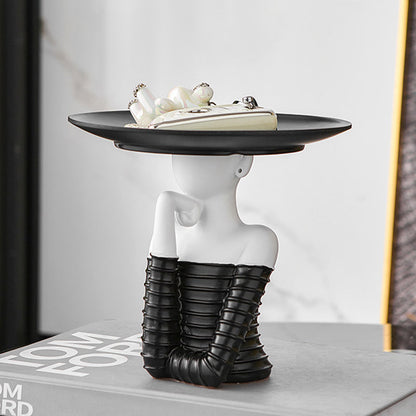 Modern Art Deco Resin Round Woman-shaped Desktop Storage Shelf For Living Room & Entryway