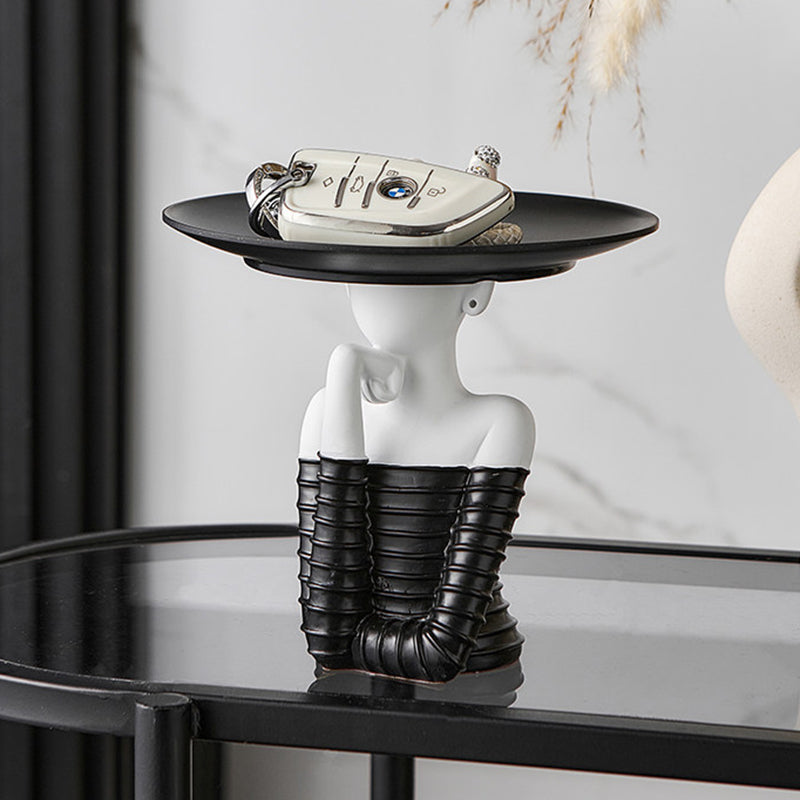 Modern Art Deco Resin Round Woman-shaped Desktop Storage Shelf For Living Room & Entryway