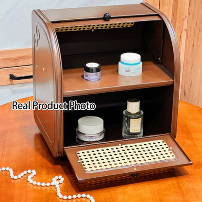 Contemporary Retro Plastic Iron Rectangular Curved Desktop Storage Shelf 1/2-Tier For Living Room & Entryway