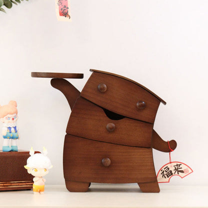Contemporary Creative Pine Wood Plywood Velvet Cartoon Desktop Storage 3-Drawer For Living Room & Entryway