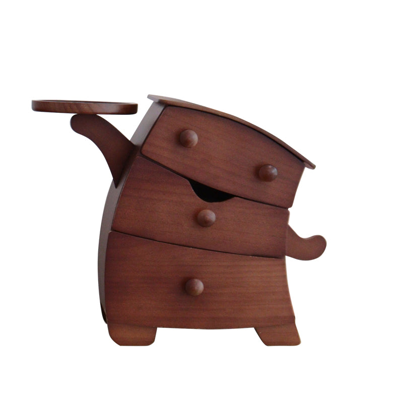 Contemporary Creative Pine Wood Plywood Velvet Cartoon Desktop Storage 3-Drawer For Living Room & Entryway