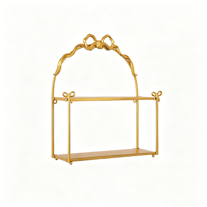 Contemporary Creative Iron Bow-Shaped Desktop Storage Shelf 2-Tier Wall-Mounted Storage For Living Room