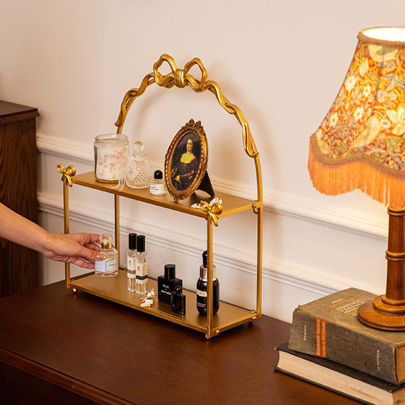 Contemporary Creative Iron Bow-Shaped Desktop Storage Shelf 2-Tier Wall-Mounted Storage For Living Room