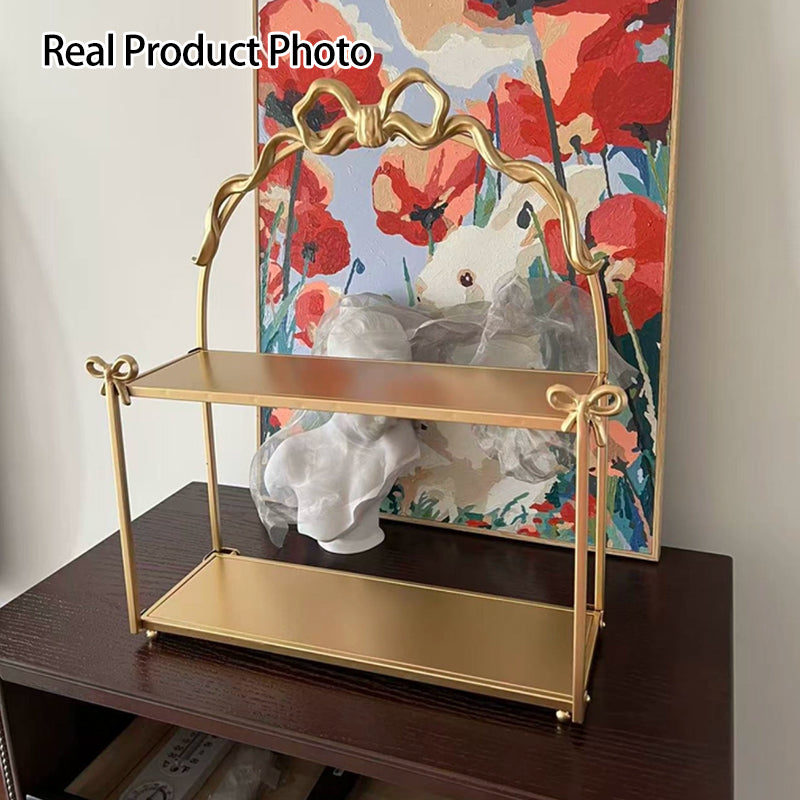 Contemporary Creative Iron Bow-Shaped Desktop Storage Shelf 2-Tier Wall-Mounted Storage For Living Room