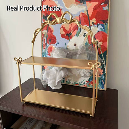Contemporary Creative Iron Bow-Shaped Desktop Storage Shelf 2-Tier Wall-Mounted Storage For Living Room