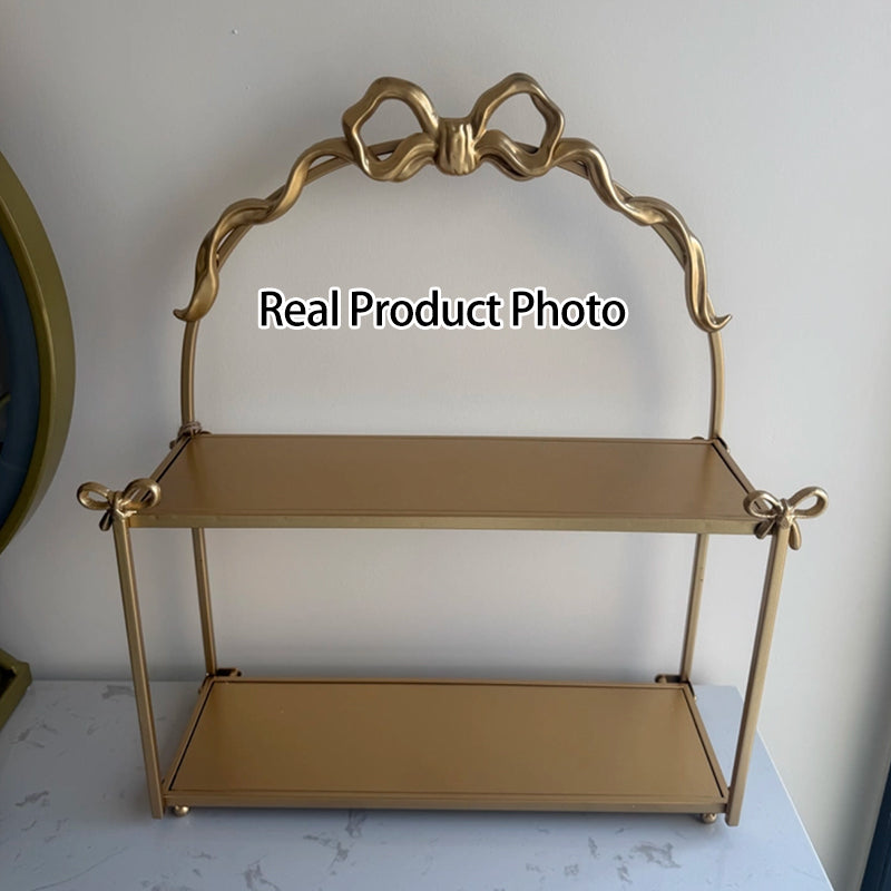 Contemporary Creative Iron Bow-Shaped Desktop Storage Shelf 2-Tier Wall-Mounted Storage For Living Room