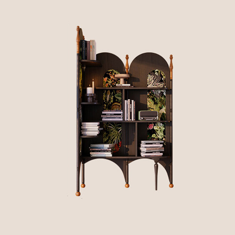 Rustic Study Solid Ash Wood Corner Shelf Unit - French Bookshelf With 4/6-Tier Storage With Velvet Accents, Room Divider For Living Room