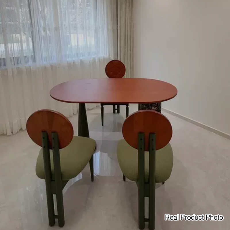 Premium Small Space Friendly Ash Wood Dining Table - French Oval Table With Thick Solid Top, Anti-Collision Rounded Corners, Durable For 6 Seats