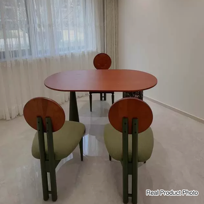 Premium Small Space Friendly Ash Wood Dining Table - French Oval Table With Thick Solid Top, Anti-Collision Rounded Corners, Durable For 6 Seats